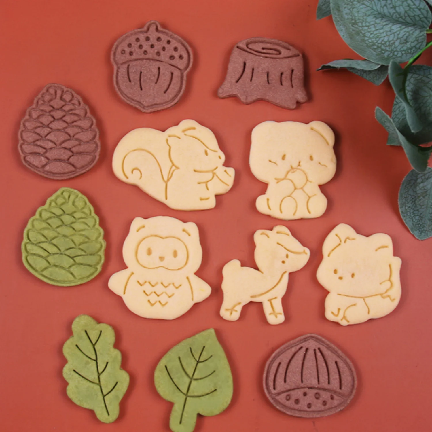3D Christmas Element Baking Mold Cartoon Squirrel Acorn Deer Shaped Mould For Biscuit Cookie Thanksgiving Day Baking Accessories