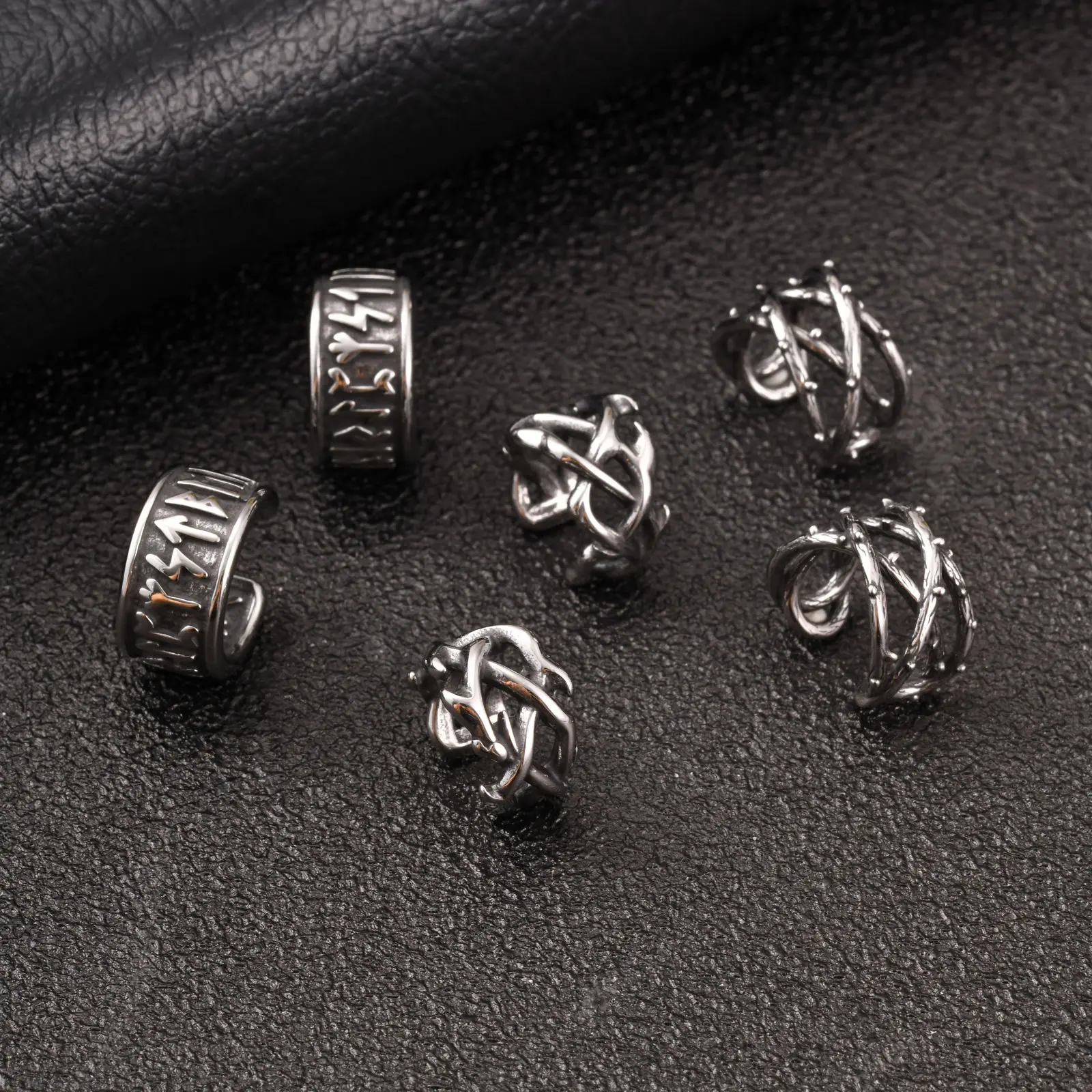 Vnox Stainless Steel Thorn Ear Cuff, Men’s Non-Pierced Earring, Viking & Gothic Ear Clip, Punk Hip Hop Jewelry for Streetwear view 6