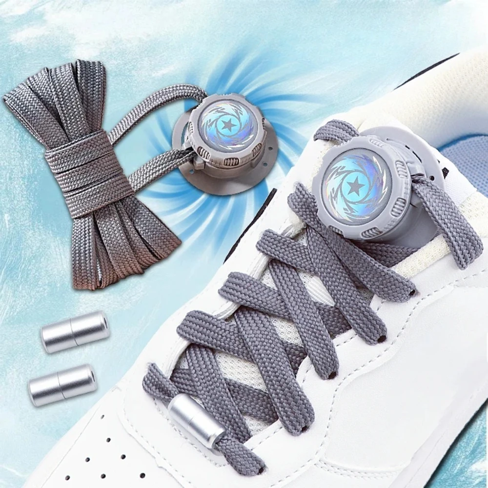 1 Pair Automatic Shoelaces Without Ties Swivel Buckle Laces Sneakers No Tie Shoe Laces Casual Shoes Adults Kids Flat Shoelace