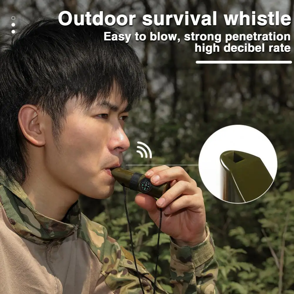 Emergency Whistle Multifunctional Outdoor Tool with Led Light Compass Thermometer for Emergency Survival Whistle