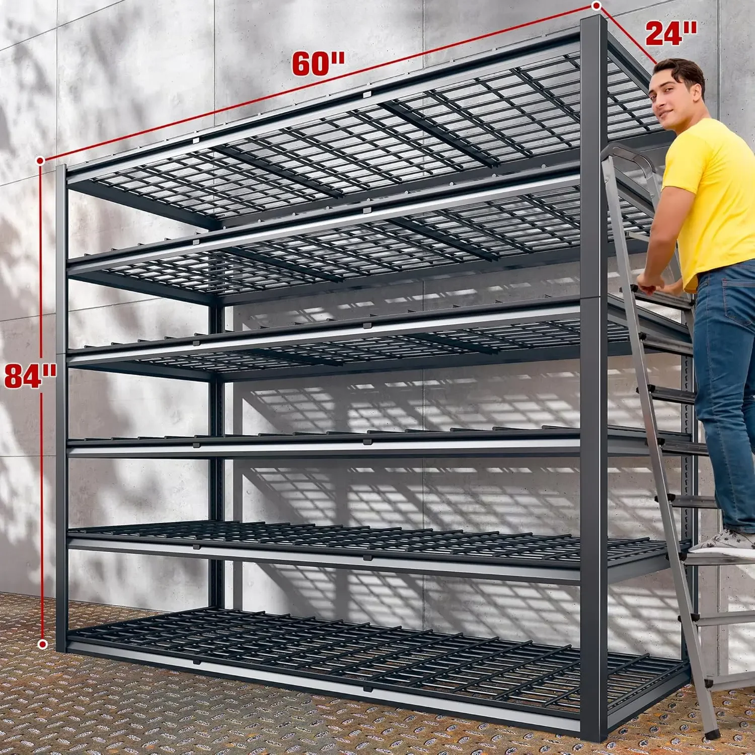 Garage Shelving 3500LBS Storage Shelves 6 Tier Metal Shelves Adjustable Shelving Units and Storage Rack 60