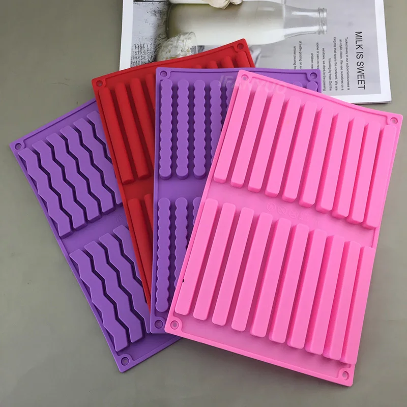 Wave Rectangle/Cylinder Fondant Chocolate Silicone Mold 20/40 Holes Ice Cube Tray Mold Soap Resin Cake Candy Baking Decoration