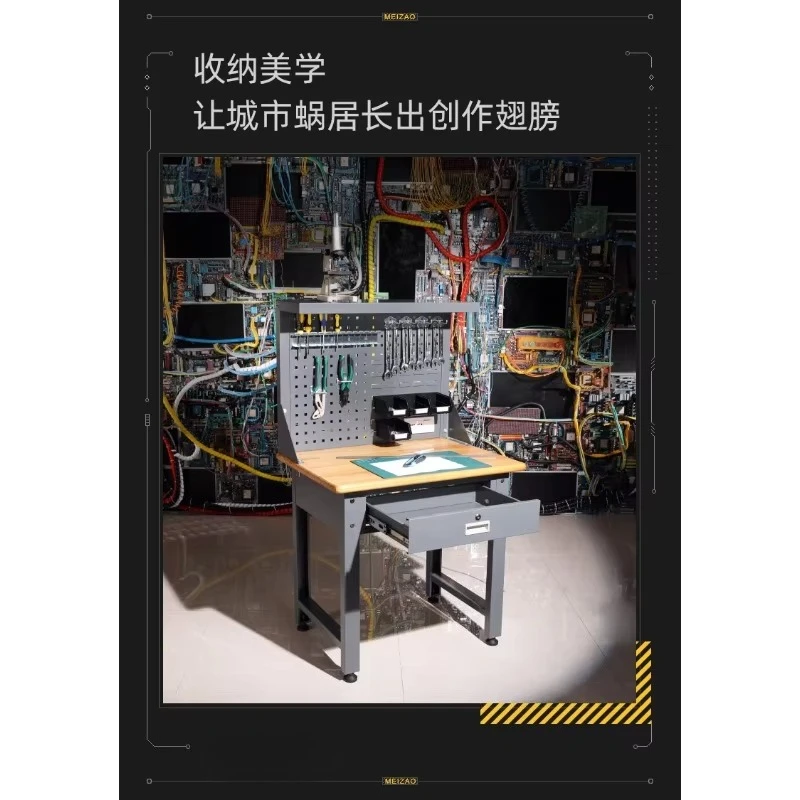 Small household multi-functional handmade table, solid wood desktop workbench, balcony table