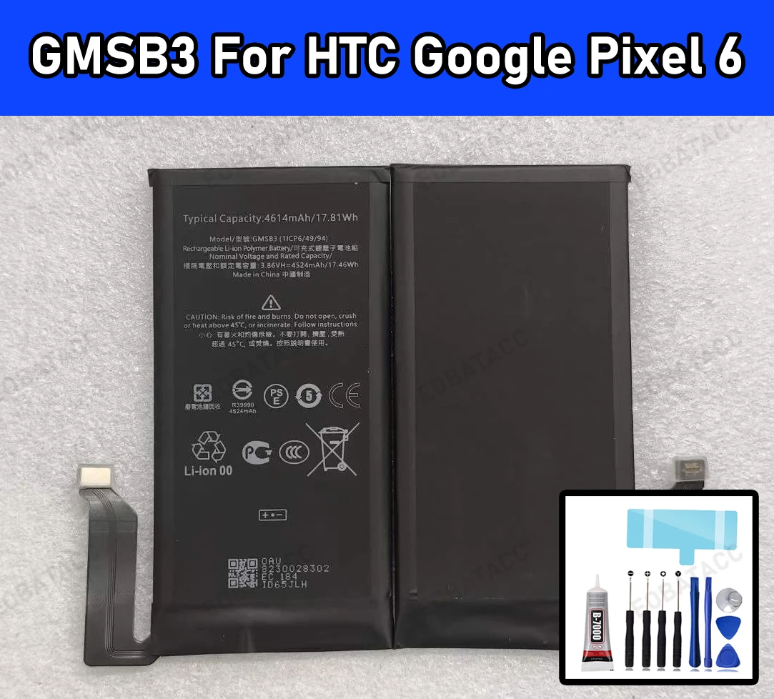 100% New High Quanlity Battery GMSB3 For HTC Google Pixel 6 Replacement Batteria Battery+Free Tools