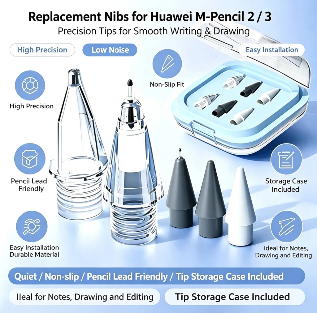 4/6Pcs Nibs For Huawei M-Pencil 2 3 Generation Replacement Nib Stylus Pen Nickel Plated Alloy Tip for M-Pencil 2/3 Accessories