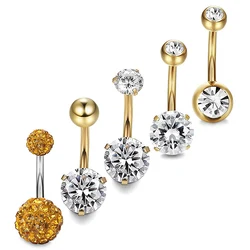 5Pcs/set Crystal Belly Button Rings Belly Bar Navel Piercing Jewelry Women Jewelry Navel Piercing Belly Hot Summer
