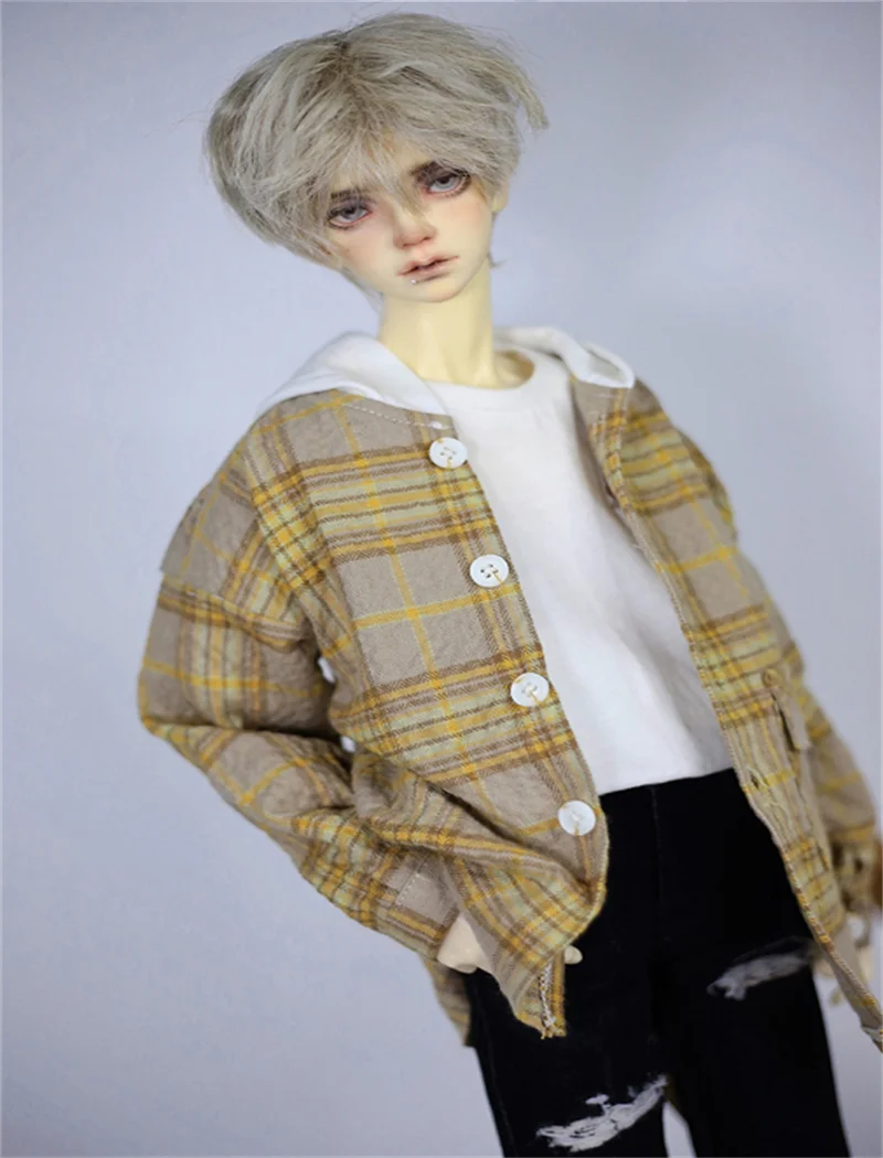 BJD doll clothes suitable for 1/3 1/4 sd10 woman POPO68 73 id75 size new plaid hooded cardigan shirt coat men's and women's fall