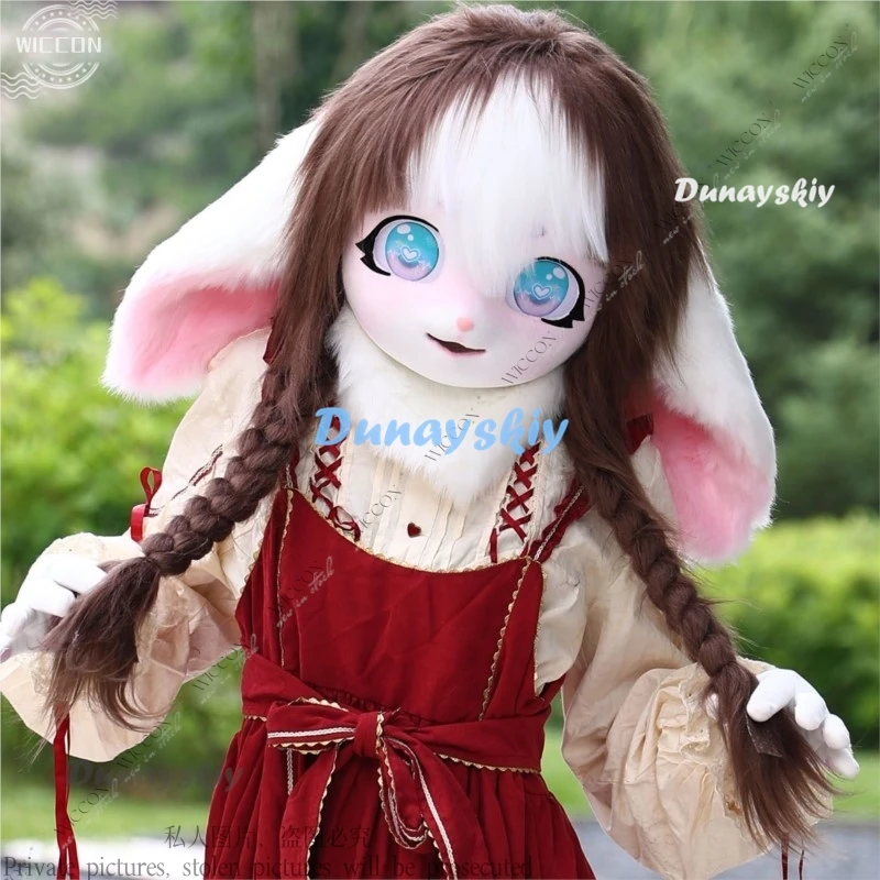 Fursuit Kigurumi Headsets Furry Cosplay Costumes Comiket Furries Animal Kwaii Lop Rabbit Furry Head Fursuit Handmade Comic-Con