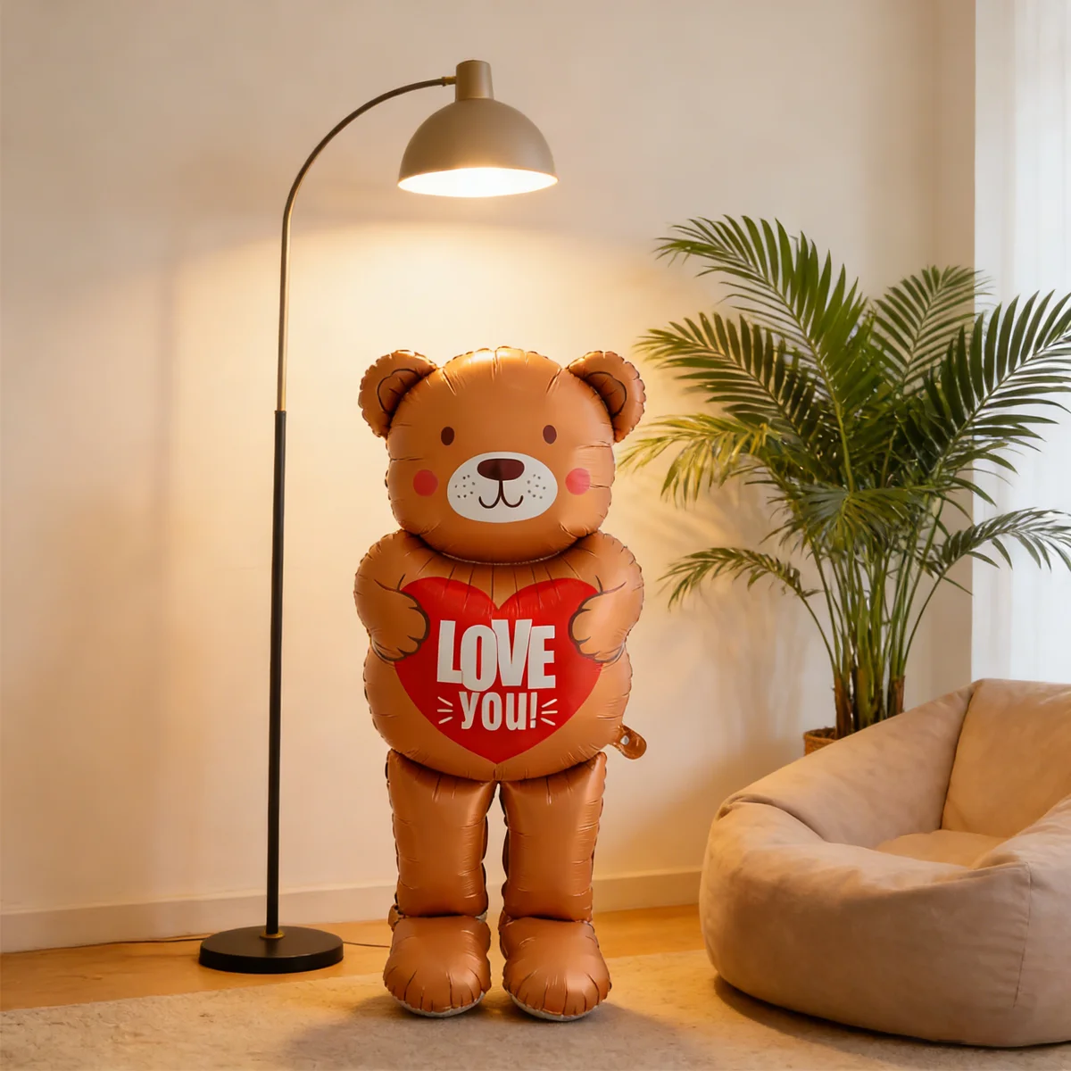1pc 'I Love You' Standing Heart-Shaped Brown Bear Balloon. Suitable for Valentine's Day, Birthdays, Party Decorations - view 6