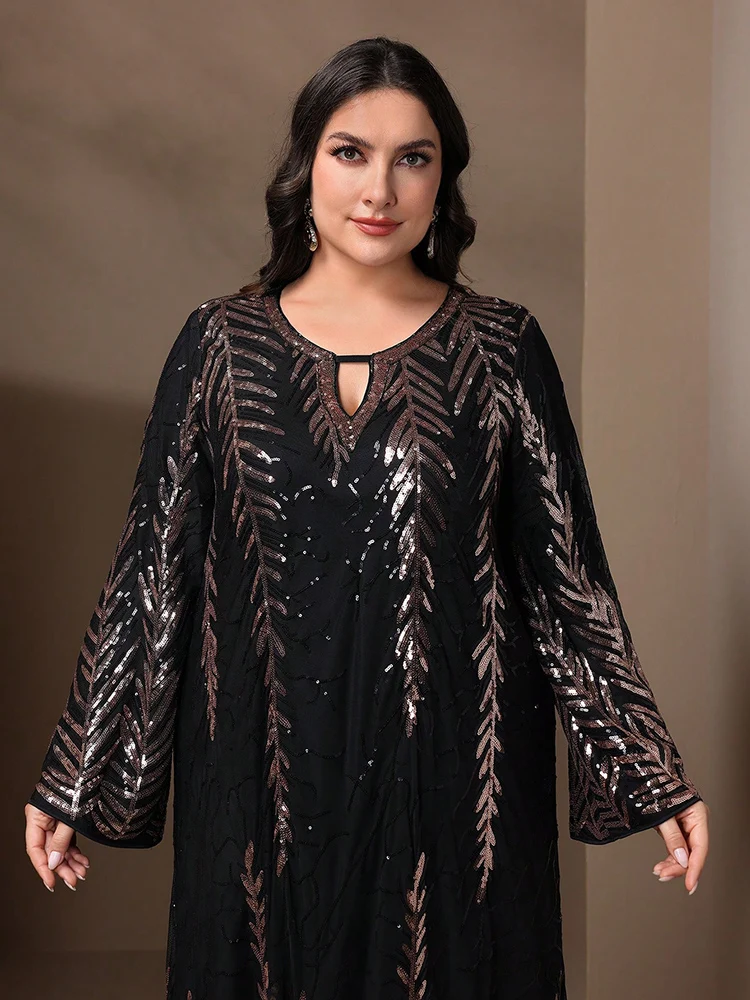 GIGI MABEL حجم كبير عبايات نسائية أنيقة سباركلي فستان طويل 2024 ربيع فاخر أنيق ترتر فساتين سهرة رسمية للحفلات