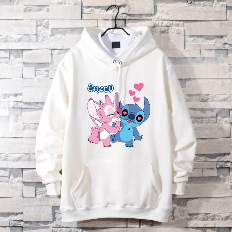 Miniso-Moletom com capuz Anime Stitch feminino, moletons extragrandes, Streetwear, Cartoon Print, Neutro, Moda casual, Pulôver infantil