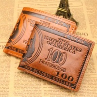 Men's Wallets With 100 US Dollar Pattern Wallet Male Leather Wallet Photo Card Holder Fashion Large Capacity Wallet Purse Bag