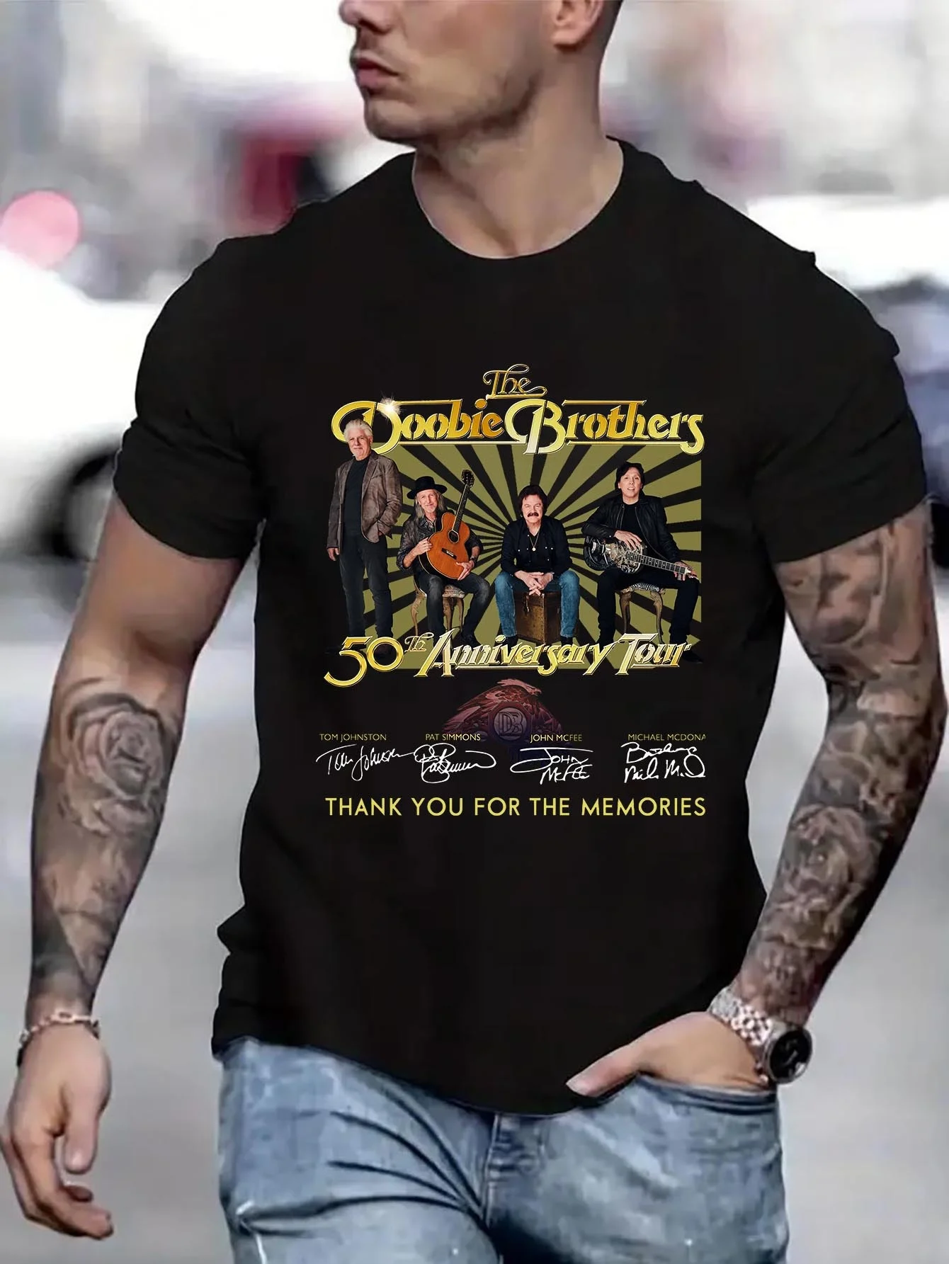 Doobie Brothers Tour 2023 Funny Shirt Printed T-Shirt Short Sleeve T-Shirt New Year 2025 Shirts For Men B5023300
