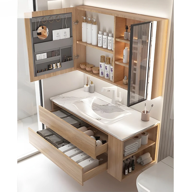 

Integrated basin, wash cabinet, combined log wind bathroom toilet side storage, washstand, washbasin