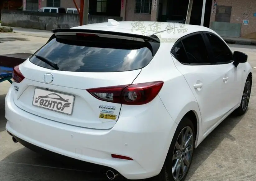 For MAZDA 3 Axela Hatchback 2014-2019 High Quality Carbon Fiber / ABS Car Rear Trunk Lip Spoiler Splitters Wing