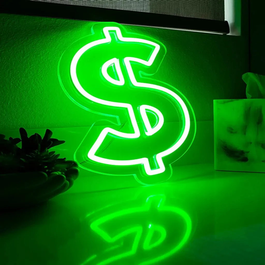 Dollar Neon Sign Entrepreneur Incentive Room Party Shop Bar Studio Gamers room art wall decoration birthday present LED Lights