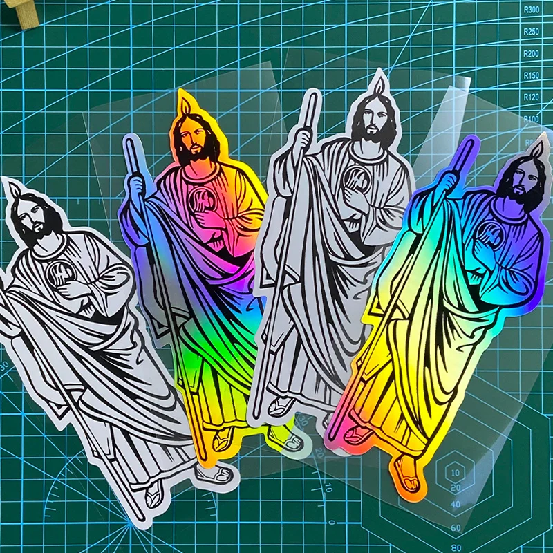 Car Religious Decal with Iconic Jesus Cross and Thorns Design- Removable Self-Adhesive Vinyl for Car Windows Windshields Car