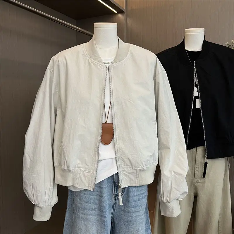 

2025 Spring And Autumn New Fashion Style Baseball Jacket Round Neck Jacket Short Casual Jacket For Women
