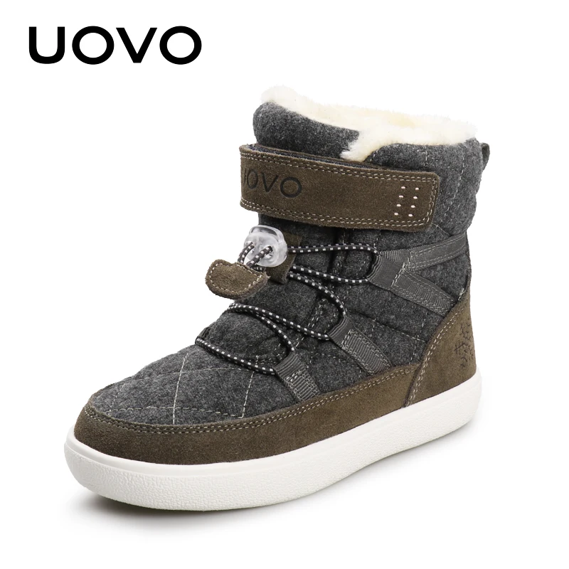UOVO, recién llegado, invierno, moda de nieve para niños, botas cálidas para niños, zapatos para niños y niñas con forro de felpa, talla 31-37