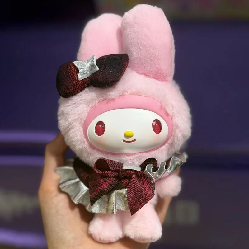

new Hello Kitty Kuromi melody Cinnamoroll Fluffy Vinyl Plush Blind Box Collectible Stuffed Doll Birthday Gift For Girls Cute Toy
