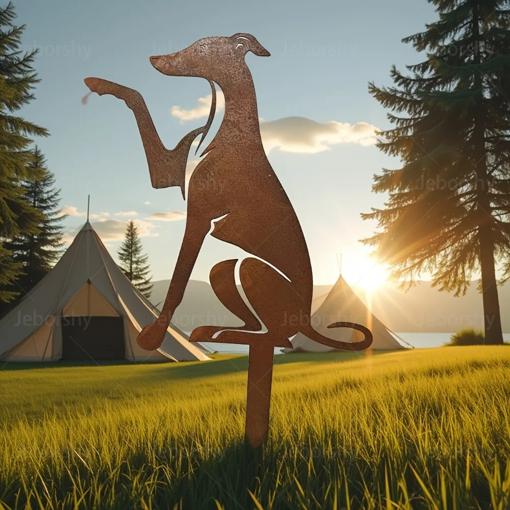 1pc Greyhound Metal Garden Stake Pet Memorial Marker Ground Insert Outdoor Yard Decoration for Dog Lovers
