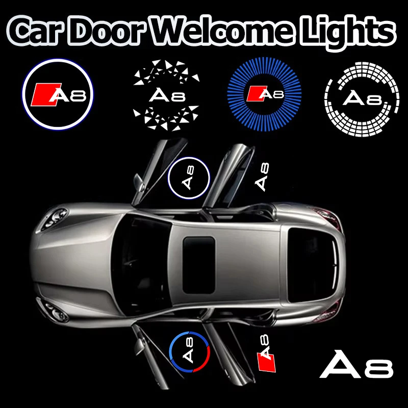 2PCS LED Car Door Courtesy Logo Welcome Ghost Shadow Projector Lamps Styling Accessories For Audi A8 Auto Decor Accessories