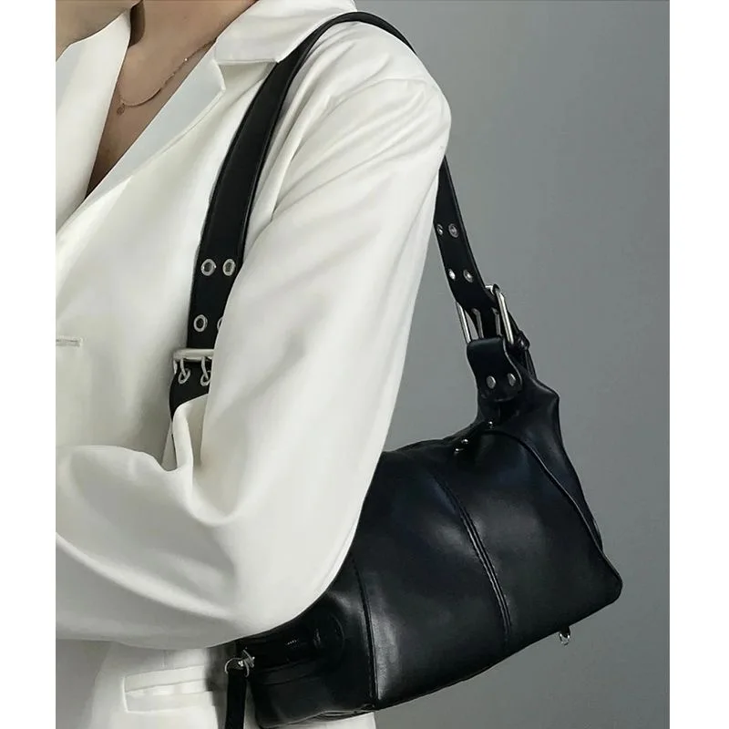 Underarm Bag For Women New High-quality PU Leather Women\'s Handbag Solid Color Black White Tote Bag Female For Office Date