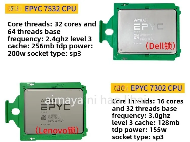EPYC7302 16 Core 32 Thread 7532 Core 64 Thread Server CPU