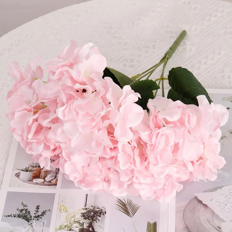 NEU 5 Köpfe große rote Hortensien Seidenblumen Hortensien künstliche Blumen gefälschter Blumenstrauß Blumenarrangements für Zuhause Hochzeitsdekoration – Detail 9