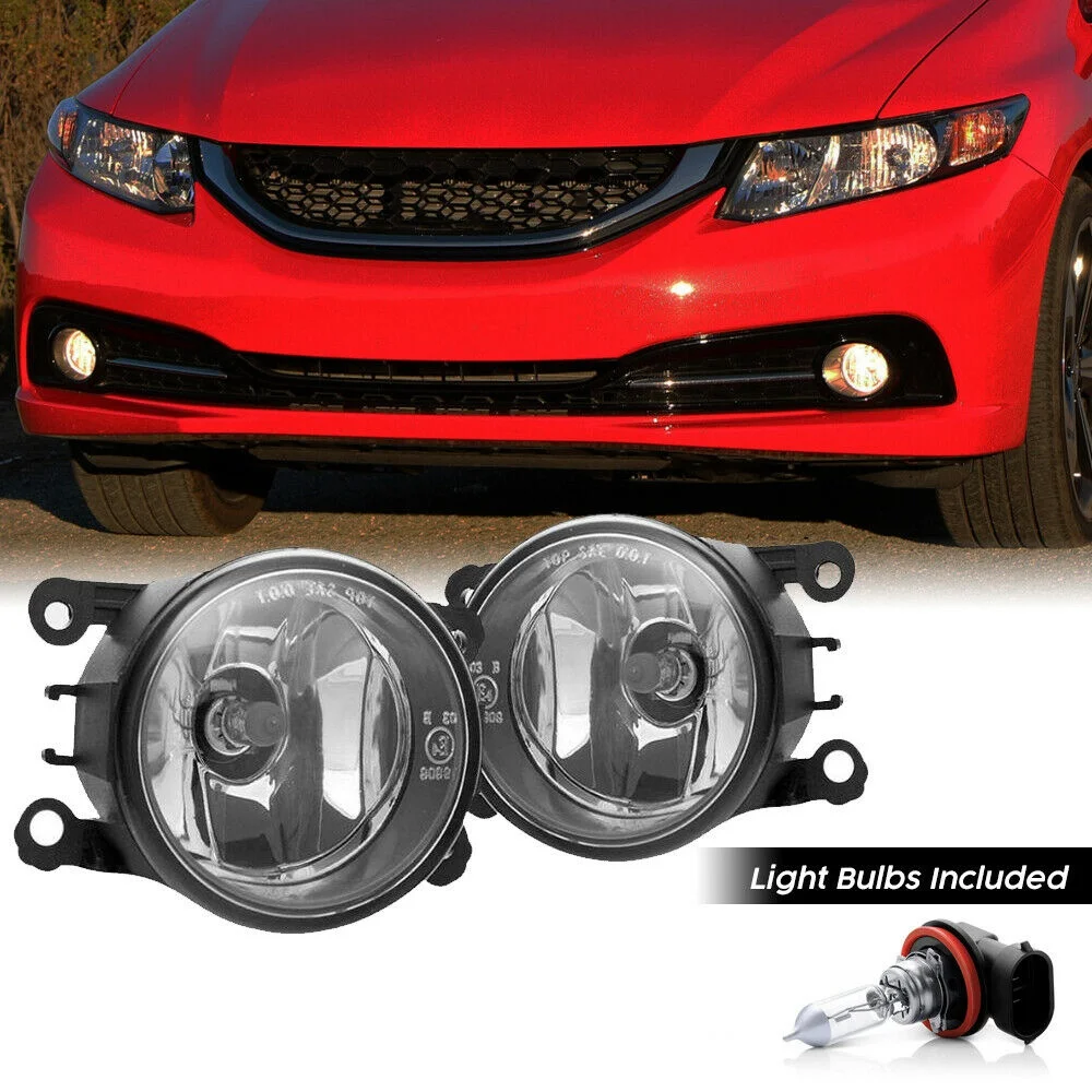 1 Pair Fog Light Assembly Car Front Fog Lights Lamps with Bulbs for 2013-2017 Honda Civic Si Sedan 33901-TY0-305