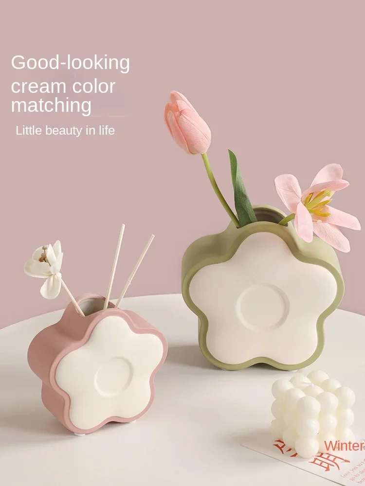 Shape Ceramic Vase Table Arrangement Container Porcelain Room Desktop Decor