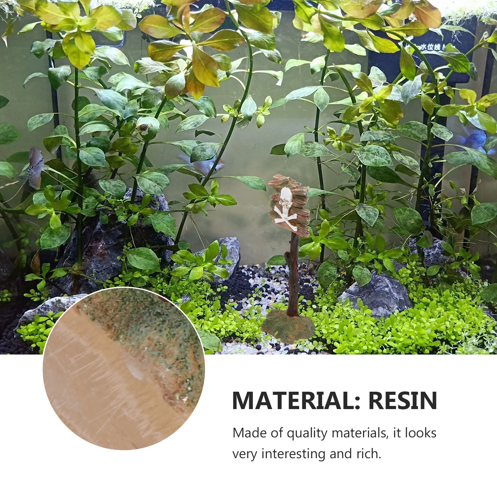 

Skull Shape Fish Aquarium Caution Sign Tank Ornament Aquarium Decoration Creative Aquatic Habitat Fish Landscape Accessories