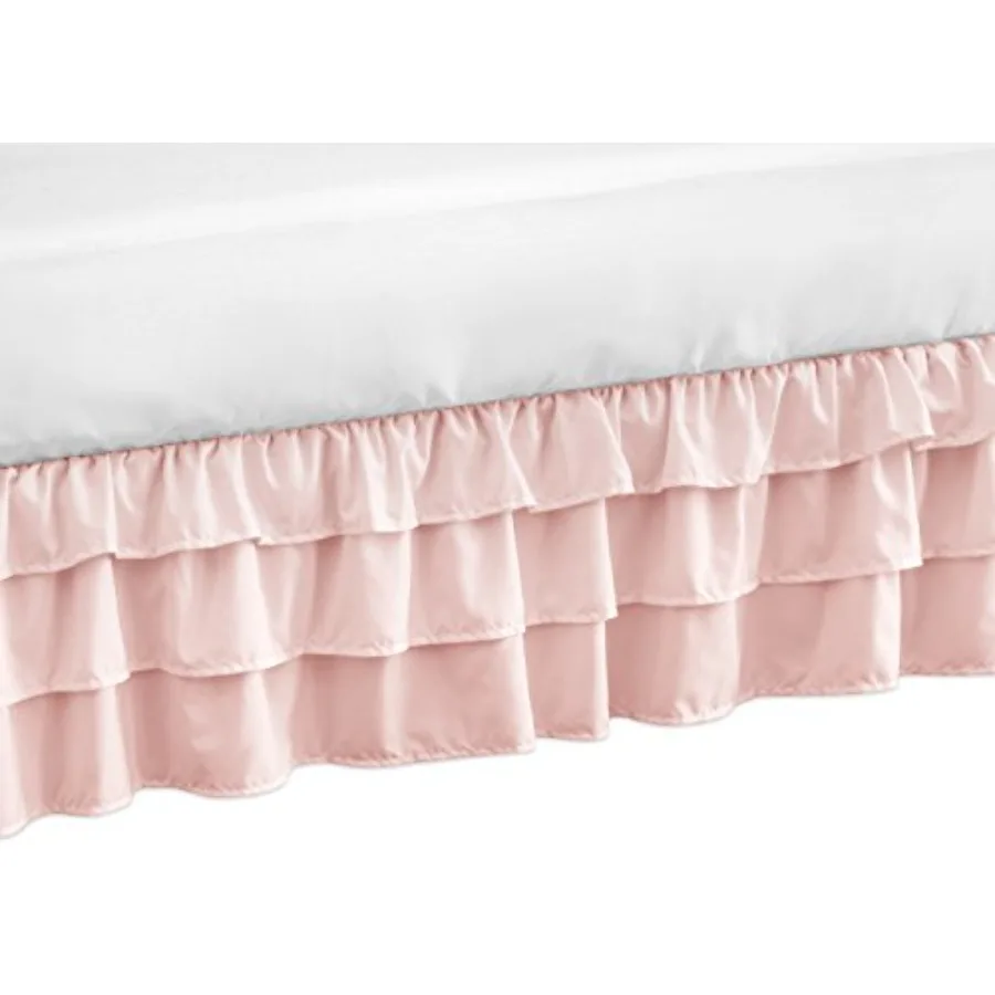 

Solid Color Blush Pink Shabby Chic Girl Ruffled Crib Bed Skirt Dust Ruffle for Harper Collection by