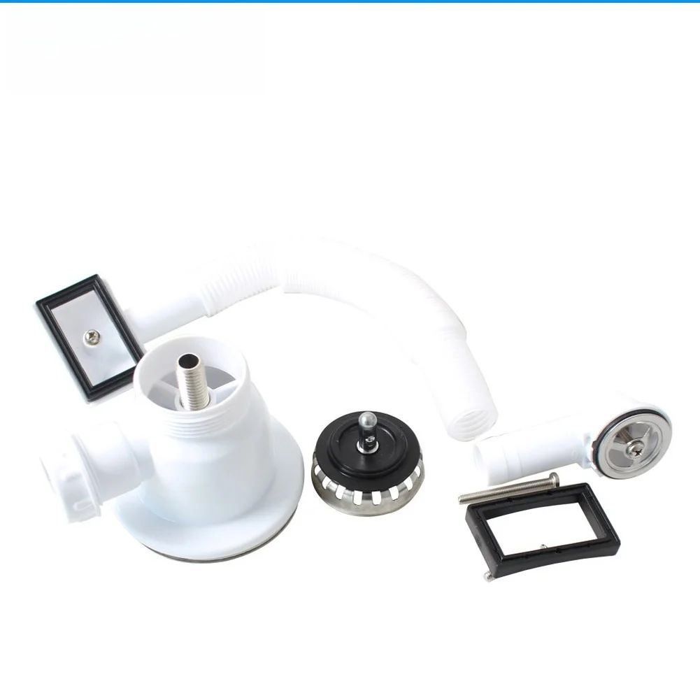 85mm Stainless Steel Kitchen Sink Drain Strainer With Overflow Basin Waste Sink Drain Pipe Set For Kitchen Bathroom Accessories view 4