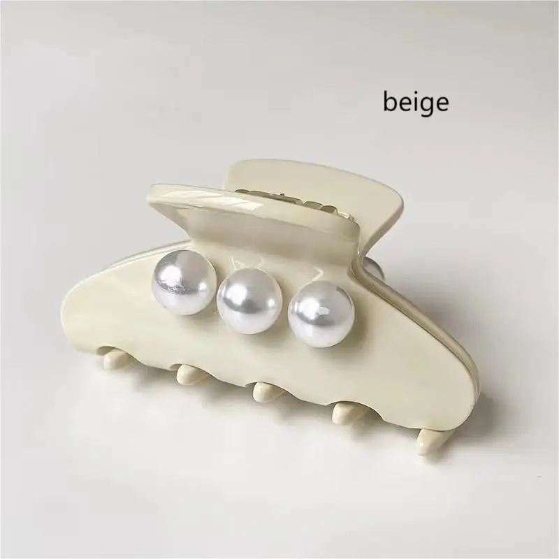 French Classic Elegant Big Corn Grab Clip Pan Hair Horse Tail Clip Exquisite Hair Accessories Big Pearl Vintage Grab Clip