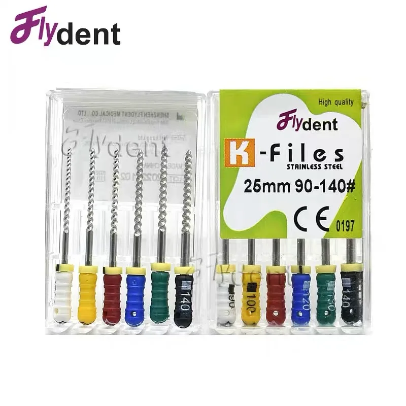 

Dental Stainless Steel Hand Use K Files 6 Pcs/box Endodontic File Big Sizes 25MM 90-140 Dentistry Instrumen Accessory
