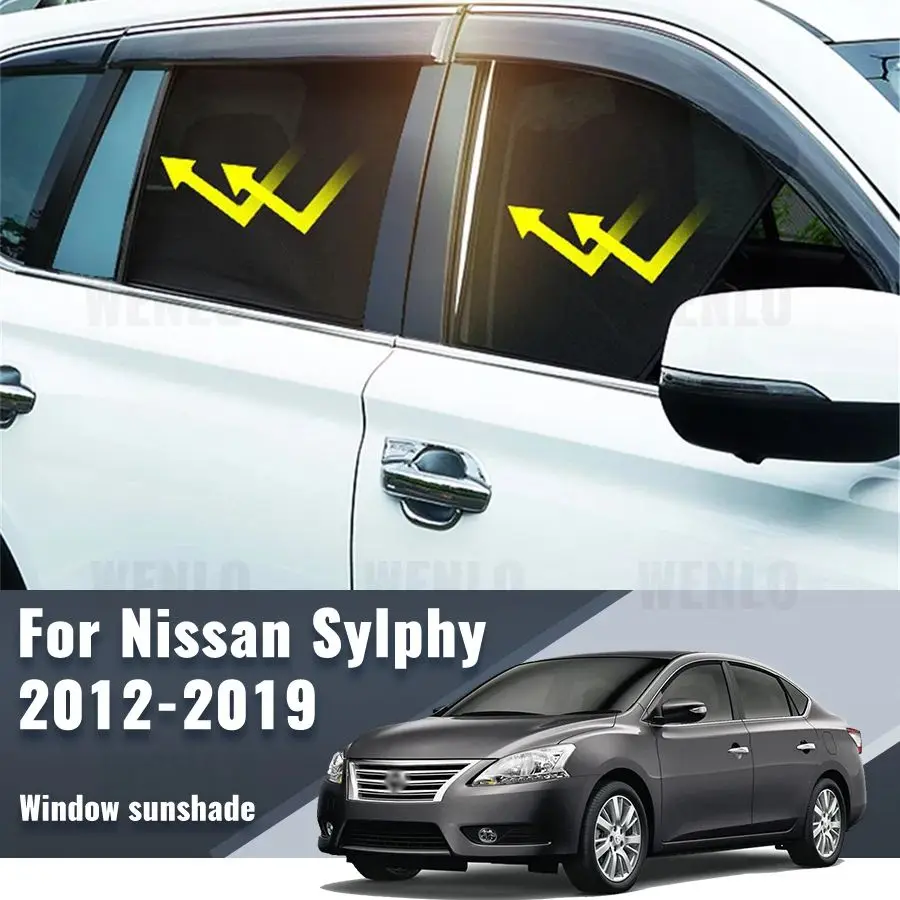 For Nissan Sylphy 2012-2019 Rear Side Window Sun Shade Visor Car Sunshade Accessories Front Windshield Mesh Vehicle Curtain