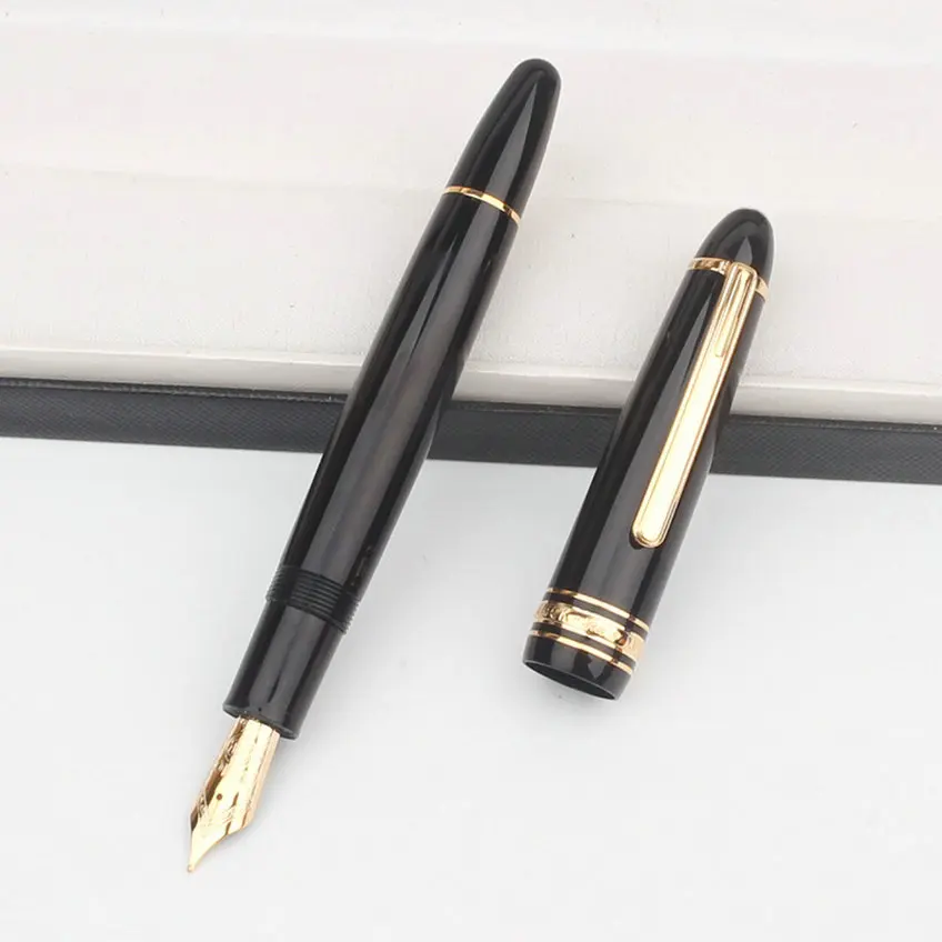 Luxury Msk MB 149 Review Piston Filling Fountain Pen Gold Plated Rings Filling Calligraphy Pens Via Inkwell with Serial Number