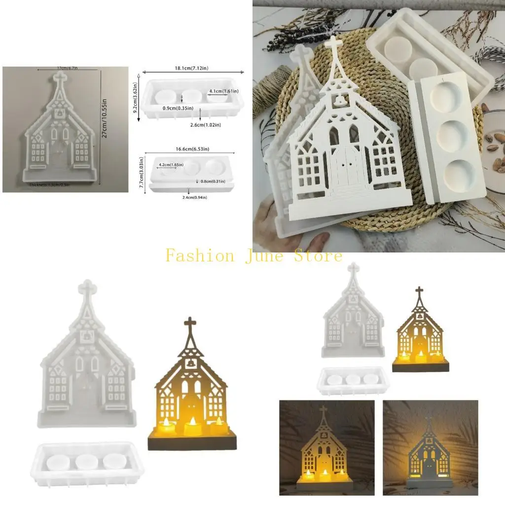 N5KA Candlestick Mold Plug-in Holder Mould Church Shaped Base Mold Easy Release Mold for Home Decoration