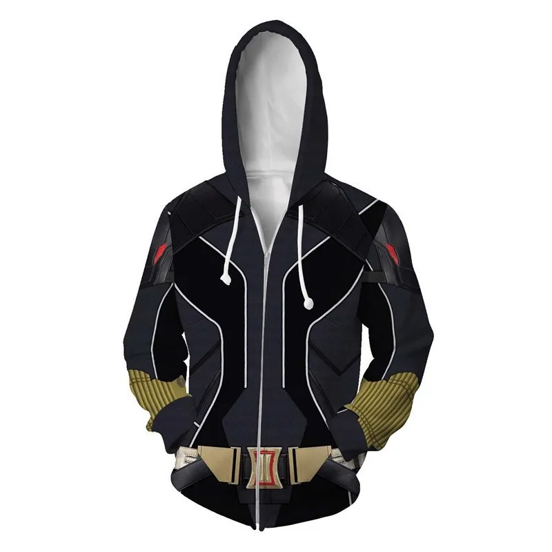 Hero Black Widow 3D Hoodie Zipped Cardigan Hooded Sport Cosplay Anime Accessory view 4