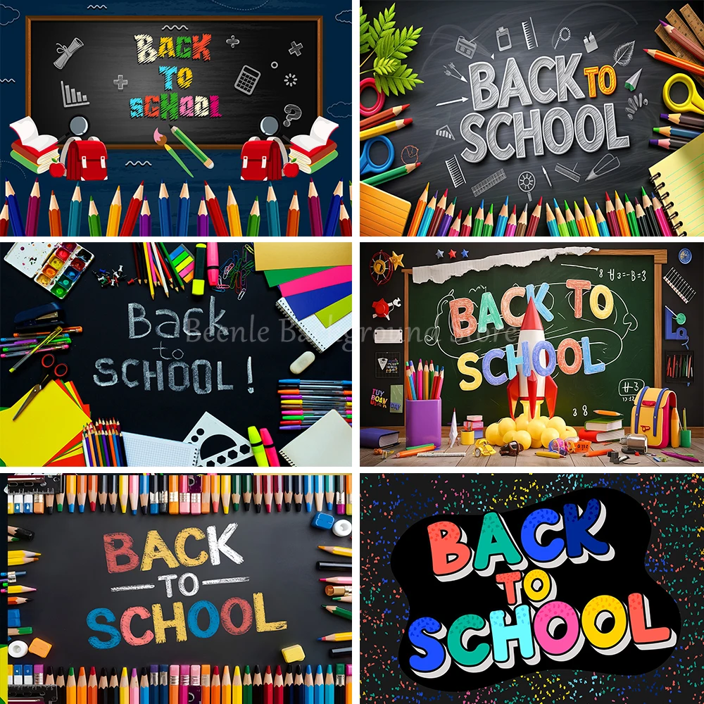 

Back To School Backdrop for Photography Black Blackboard Pencil Photo Photography Party Background Photo Studio Photocall