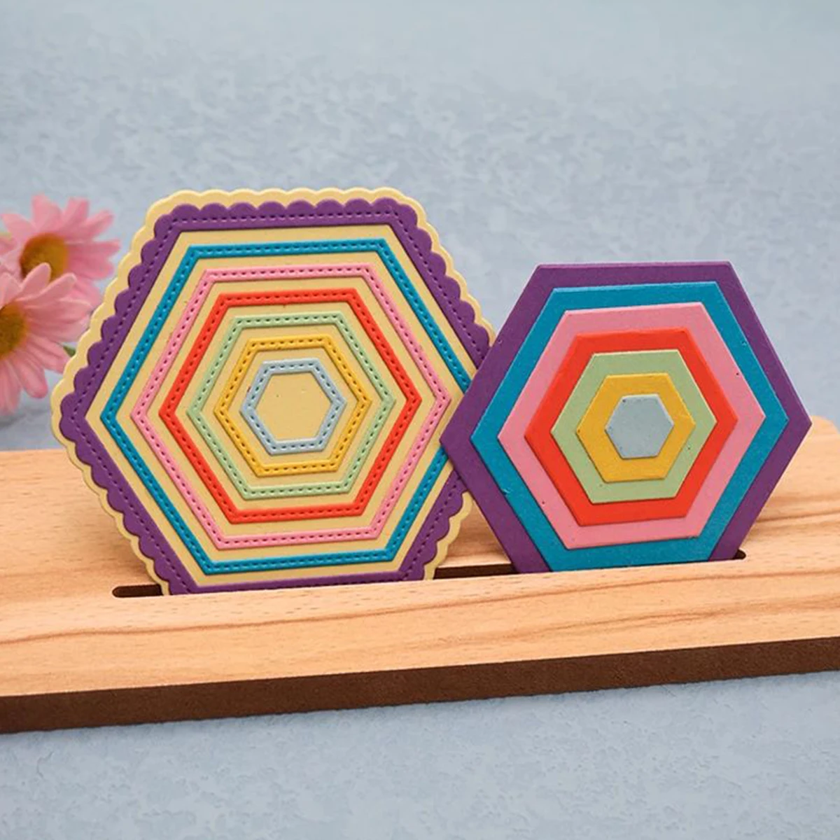 

Hexagonal Frame Background Scrapbooking Die Cut DIY Greeting Card Making Embossing Template Crafts Metal Cutting Dies
