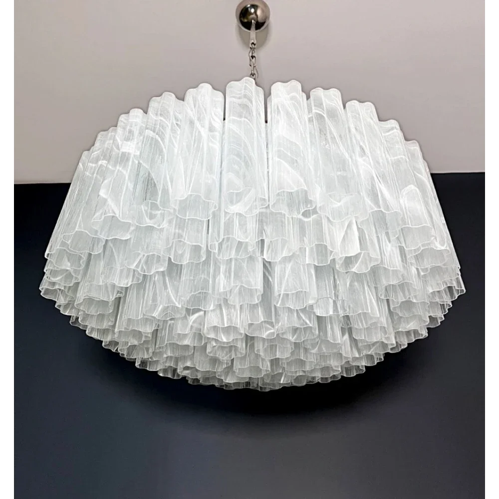 White Snow Glass Collection Chrome Gold Dimmable LED 2026 Chandelier Hanging Lamp Suspension Luminaire Lampen For Living Room