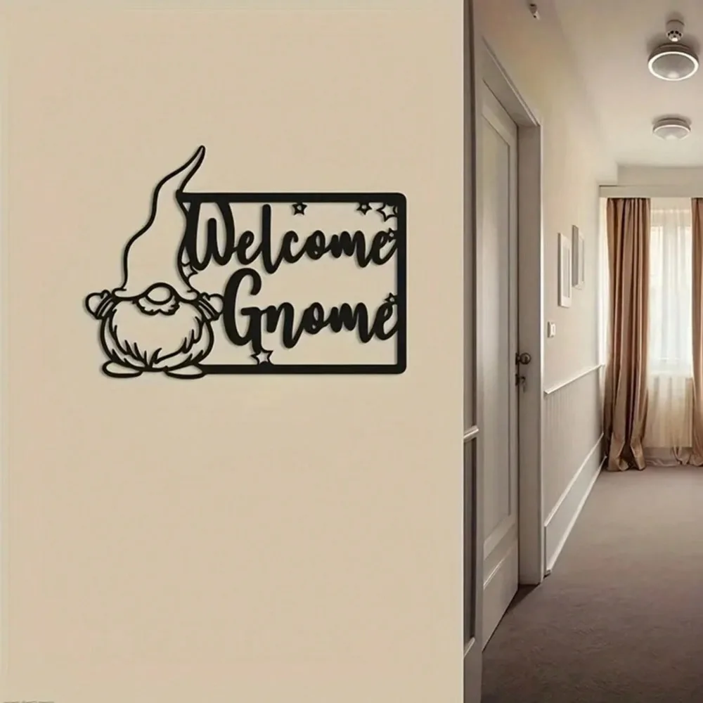 

Welcome Metal Wall Art Dwarf Decor For Home Porch Hanging Ornament