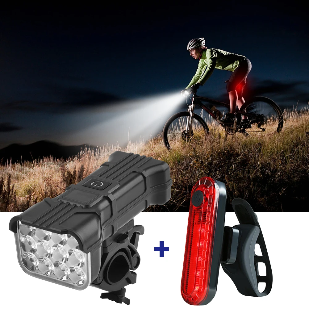 Bike Front and Rear Lights Cycling Flashlight 360 Degree Rotating Bike Safety Light Set IP65 Waterproof 1200Mah for Night Riding