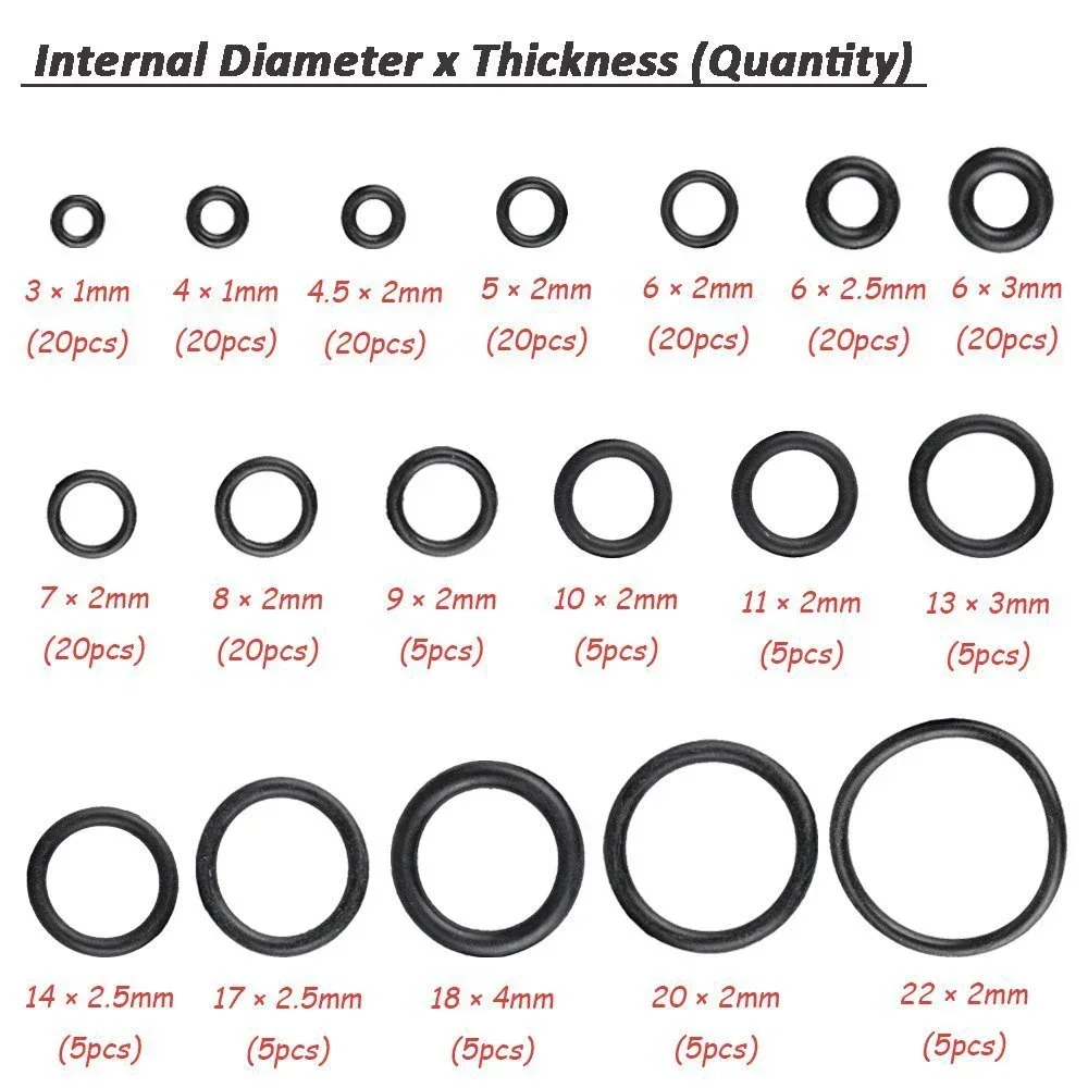 419/225-teiliges Set, universelles O-Ring-Sortiment, Größe 32, Nitril-Gummi-Ring-Dichtung, O-Ring-Dichtung für die Reparatur von Sanitär-Automobil-Wasserhahn – Detail 22
