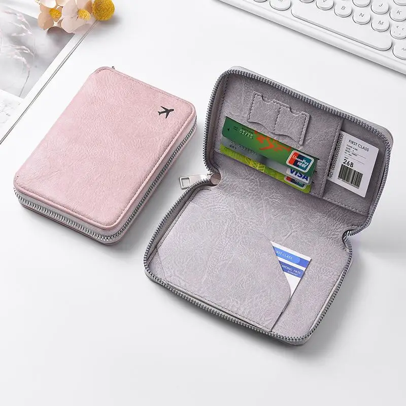 Travel wallet zipper document passport clip large capacity ticket storage bag passport clip