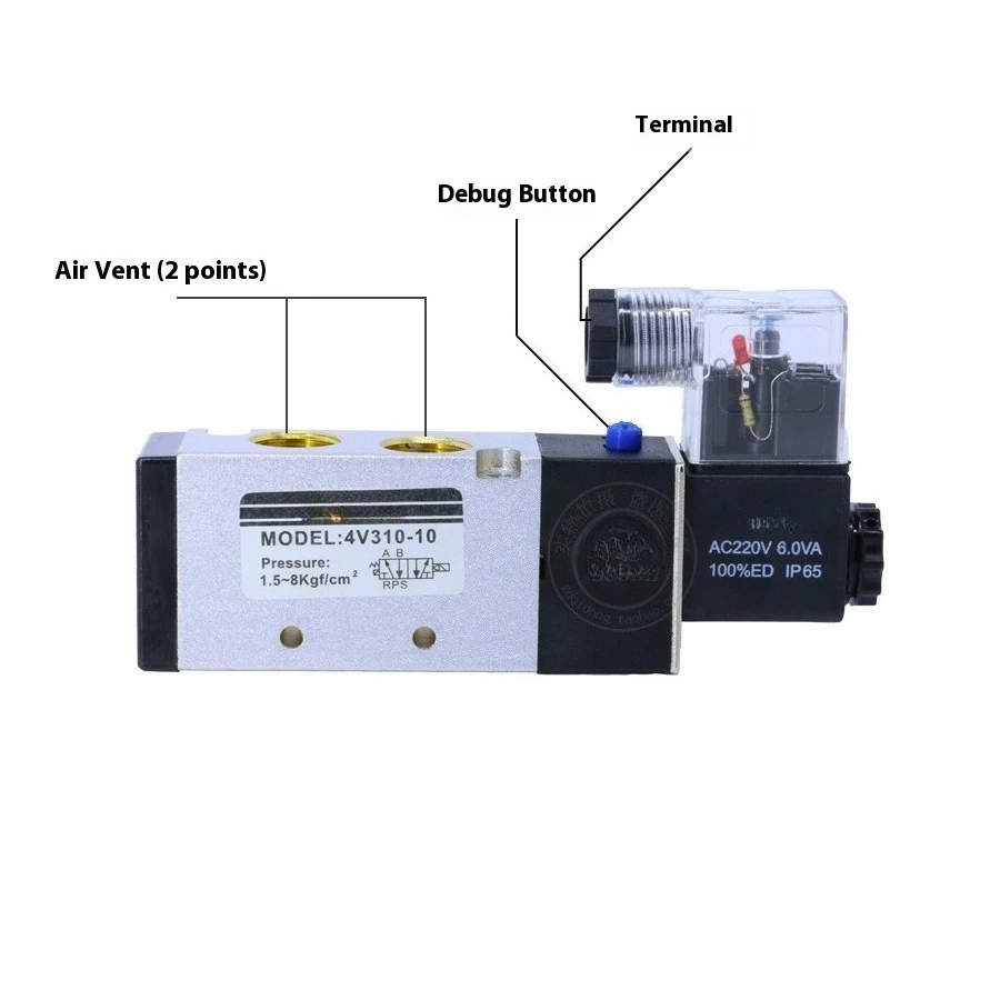 

Rising Sun 4V310-10 Two-position five-way pneumatic solenoid valve Air valve AC220V 110V DC24V12V