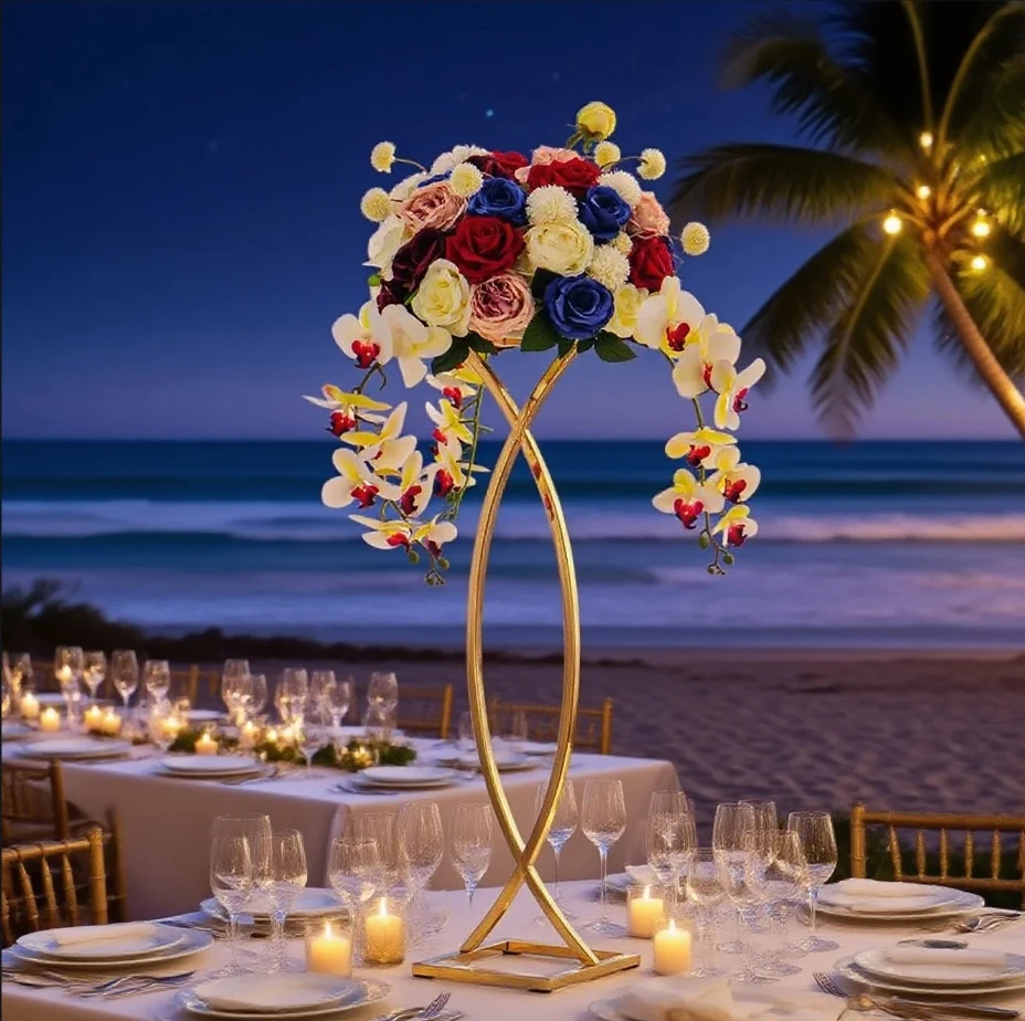 6/10 PCS 31 Inch Metal Flower Stand Road Lead Wedding Table Centerpiece Flower Rack Metal Vase Holder for Event Party Home Cerem