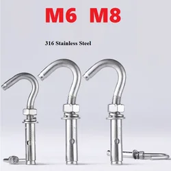 316 Stainless Steel M6 M8 Expansion Screw Hook Eye Bolt Open Anchor Hook Ceiling Fan With Hook